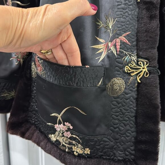 Vintage Fur Coat Jacket Reversible Brown Black Made in Hong Kong Size 36 Small - Picture 12 of 15